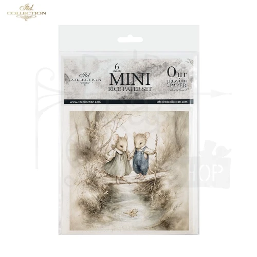 Zestaw papierów ryżowych do decoupage 14.8x14.8 Myszki retro RSM230 ITD Collection