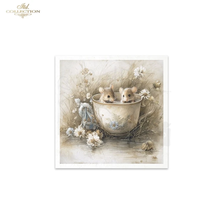 Zestaw papierów ryżowych do decoupage 14.8x14.8 Myszki retro RSM230 ITD Collection