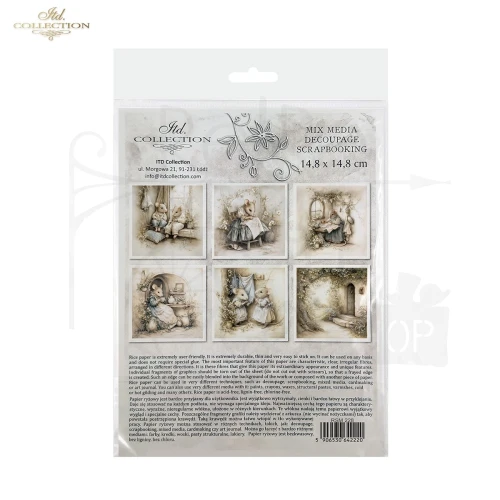 Zestaw papierów ryżowych do decoupage 14.8x14.8 Myszki retro RSM228 ITD Collection