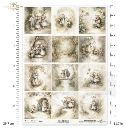 Papier ryżowy do decoupage A4 Myszki retro R2782 ITD Collection
