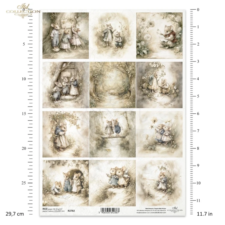 Papier ryżowy do decoupage A4 Myszki retro R2782 ITD Collection