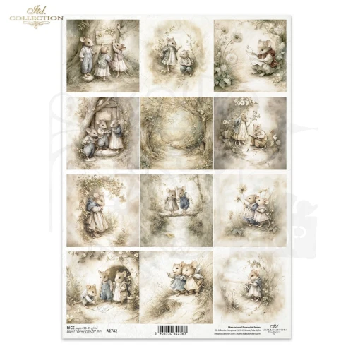 Papier ryżowy do decoupage A4 Myszki retro R2782 ITD Collection