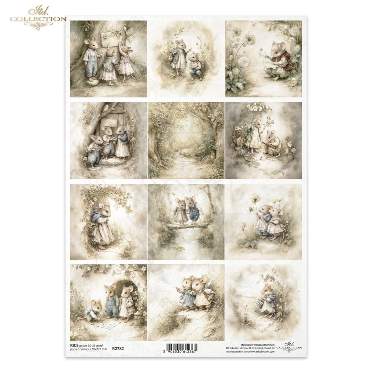 Papier ryżowy do decoupage A4 Myszki retro R2782 ITD Collection