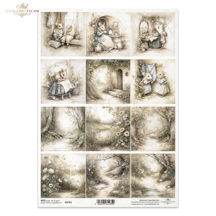 Papier ryżowy do decoupage A4 Myszki retro R2781 ITD Collection