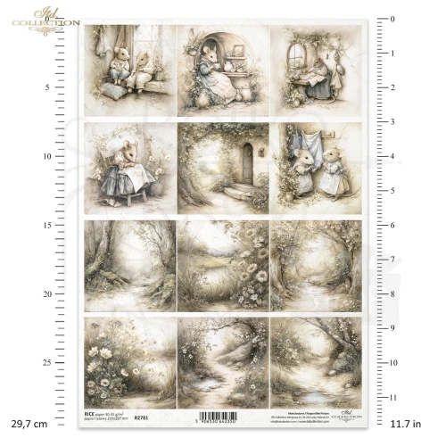 Papier ryżowy do decoupage A4 Myszki retro R2781 ITD Collection