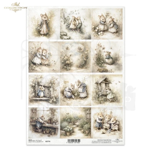 Papier ryżowy do decoupage A4 Myszki retro R2779 ITD Collection