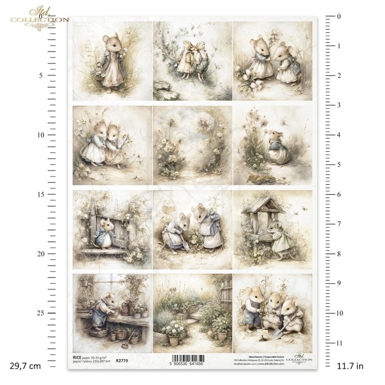 Papier ryżowy do decoupage A4 Myszki retro R2779 ITD Collection