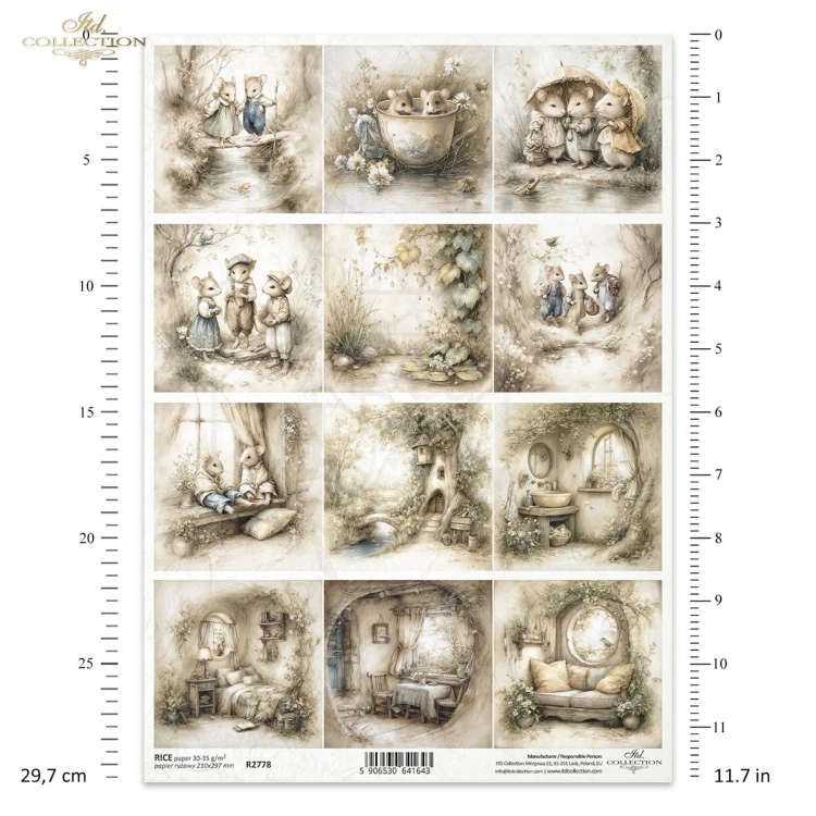 Papier ryżowy do decoupage A4 Myszki retro R2778 ITD Collection