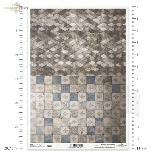 Papier ryżowy do decoupage A4 Tło retro grunge R2772 ITD Collection