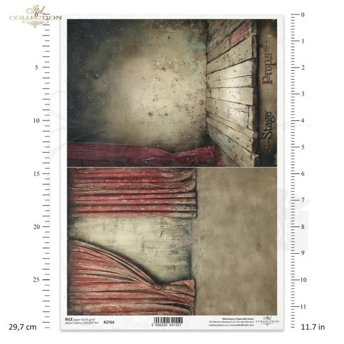 Papier ryżowy do decoupage A4 Teatr - scena retro R2769 ITD Collection