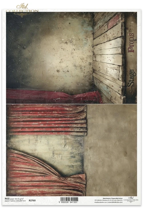 Papier ryżowy do decoupage A4 Teatr - scena retro R2769 ITD Collection