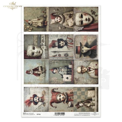 Papier ryżowy do decoupage A4 Karnawał - maskarada retro R2766 ITD Collection