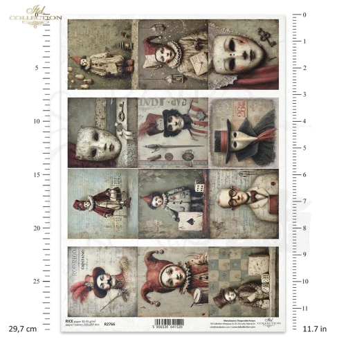 Papier ryżowy do decoupage A4 Karnawał - maskarada retro R2766 ITD Collection