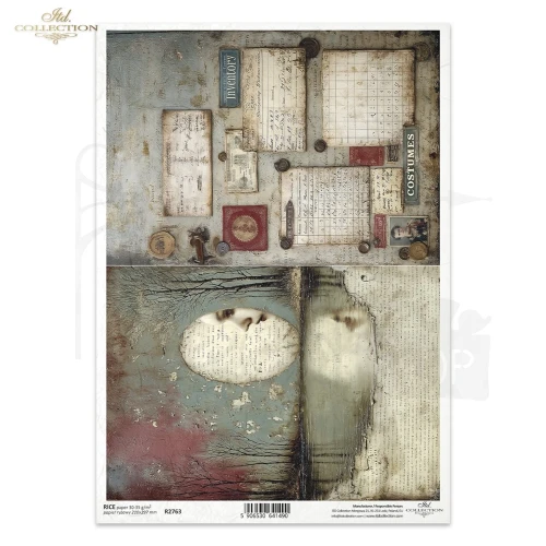 Papier ryżowy do decoupage A4 Stare dokumenty i twarz kobiety R2763 ITD Collection