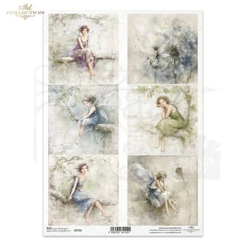 Papier ryżowy do decoupage A4 Akwarele wróżki R2756 ITD Collection