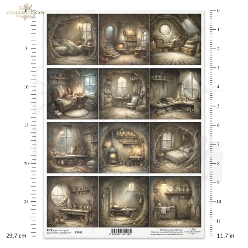 Papier ryżowy do decoupage A4 Bajkowe wnętrza retro R2742 ITD Collection