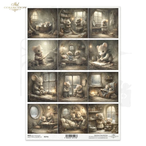 Papier ryżowy do decoupage A4 Myszki retro R2741 ITD Collection