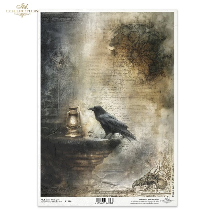 Papier ryżowy do decoupage A4 Kruk i lampa vintage R2729 ITD Collection