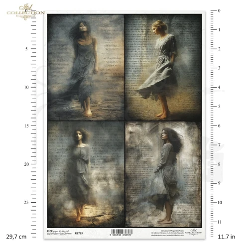Papier ryżowy do decoupage A4 Postacie - kobiety R2723 ITD Collection