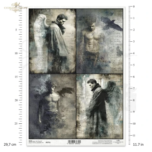 Papier ryżowy do decoupage A4 Anioły mężczyźni R2721 ITD Collection