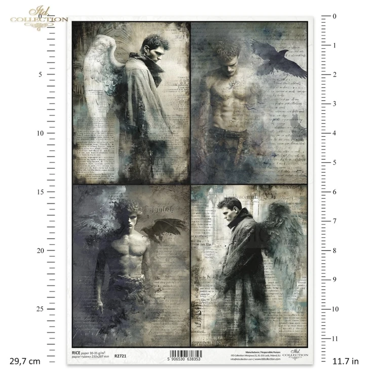 Papier ryżowy do decoupage A4 Anioły mężczyźni R2721 ITD Collection