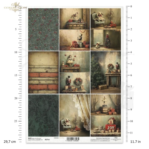 Papier ryżowy do decoupage A4 Boże Narodzenie - motywy retro R2714 ITD Collection