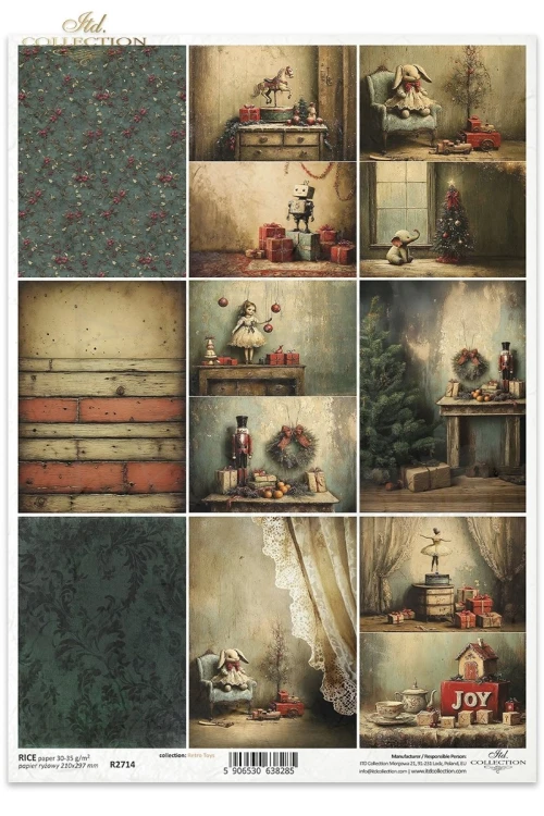 Papier ryżowy do decoupage A4 Boże Narodzenie - motywy retro R2714 ITD Collection