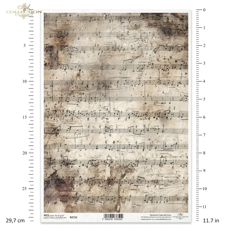 Papier ryżowy do decoupage A4 Pismo vintage R2710 ITD Collection