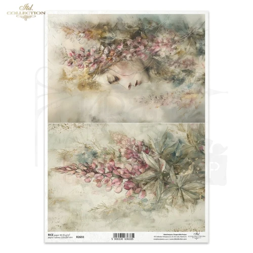 Papier ryżowy do decoupage A4 Motywy kwiatowe R2693 ITD Collection