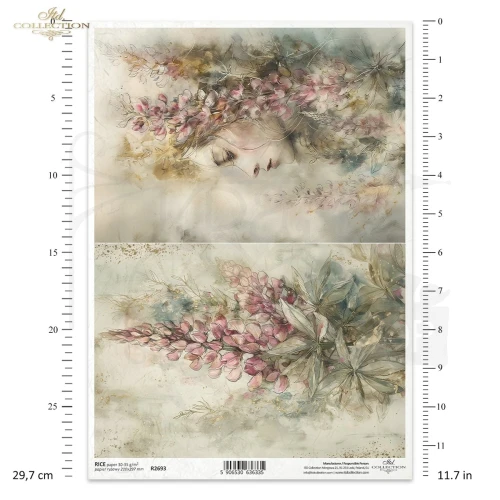 Papier ryżowy do decoupage A4 Motywy kwiatowe R2693 ITD Collection