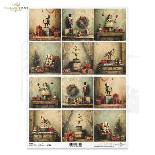 Papier ryżowy do decoupage A4 Boże Narodzenie - motywy retro R2682 ITD Collection