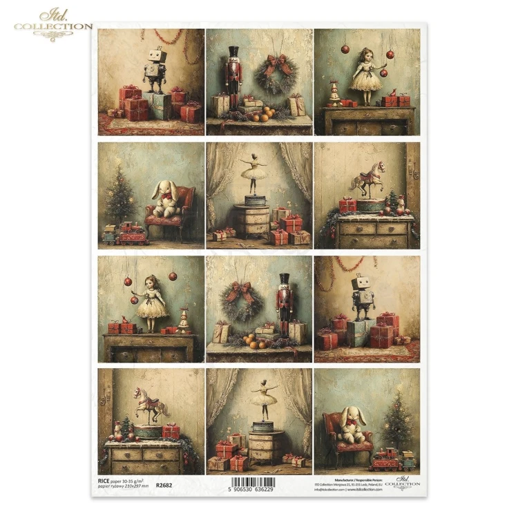 Papier ryżowy do decoupage A4 Boże Narodzenie - motywy retro R2682 ITD Collection