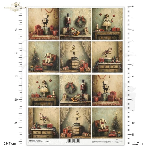 Papier ryżowy do decoupage A4 Boże Narodzenie - motywy retro R2682 ITD Collection