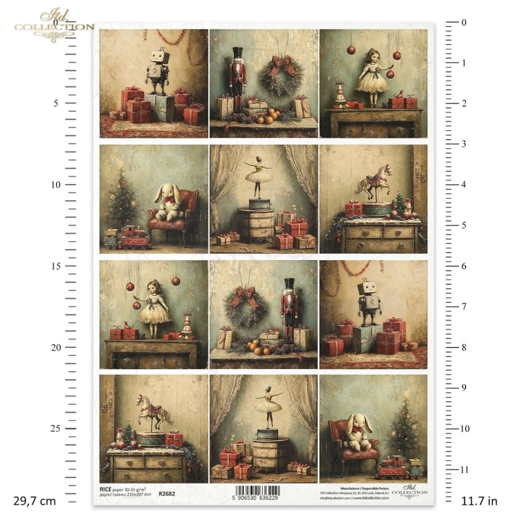 Papier ryżowy do decoupage A4 Boże Narodzenie - motywy retro R2682 ITD Collection