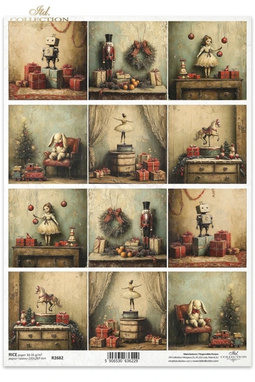 Papier ryżowy do decoupage A4 Boże Narodzenie - motywy retro R2682 ITD Collection