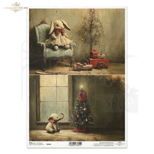 Papier ryżowy do decoupage A4 Boże Narodzenie - motywy retro R2681 ITD Collection