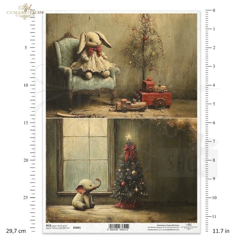Papier ryżowy do decoupage A4 Boże Narodzenie - motywy retro R2681 ITD Collection