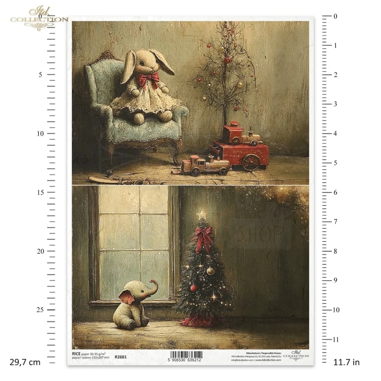 Papier ryżowy do decoupage A4 Boże Narodzenie - motywy retro R2681 ITD Collection
