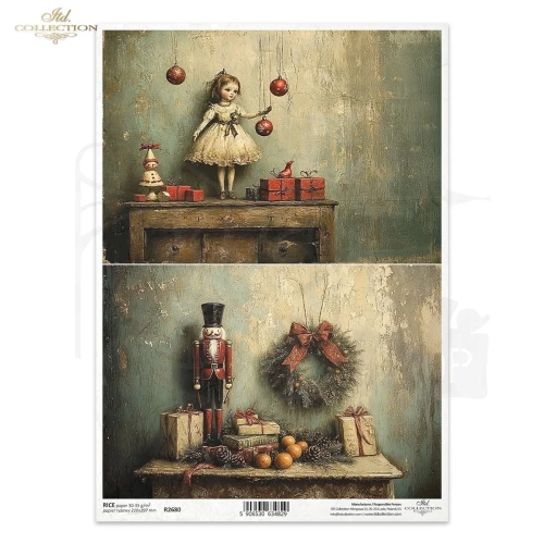 Papier ryżowy do decoupage A4 Boże Narodzenie - motywy retro R2680 ITD Collection