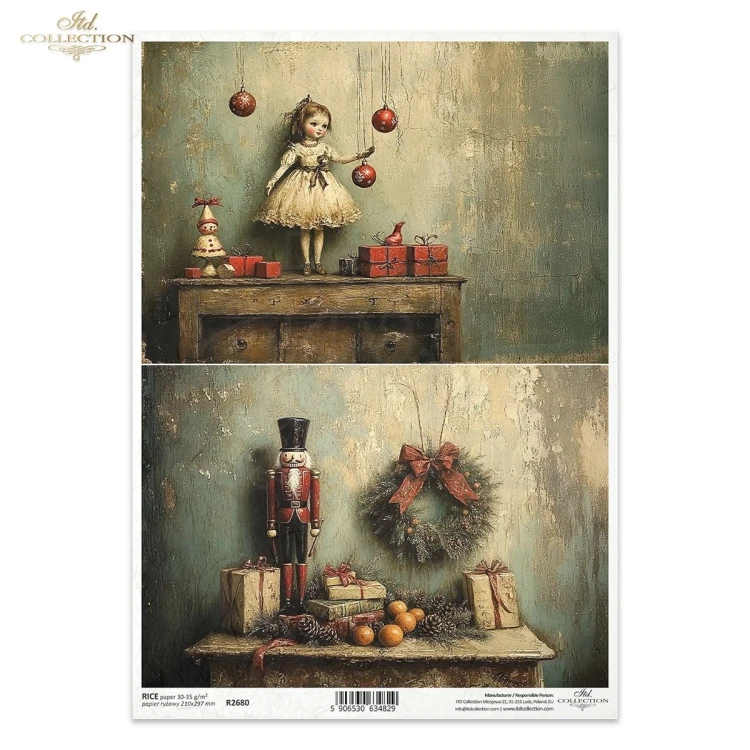 Papier ryżowy do decoupage A4 Boże Narodzenie - motywy retro R2680 ITD Collection