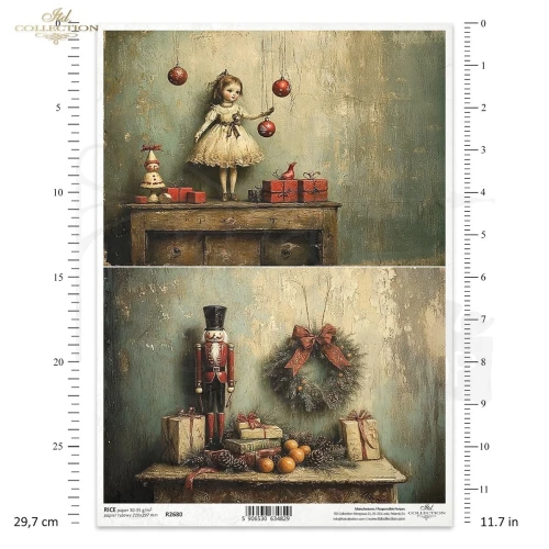 Papier ryżowy do decoupage A4 Boże Narodzenie - motywy retro R2680 ITD Collection