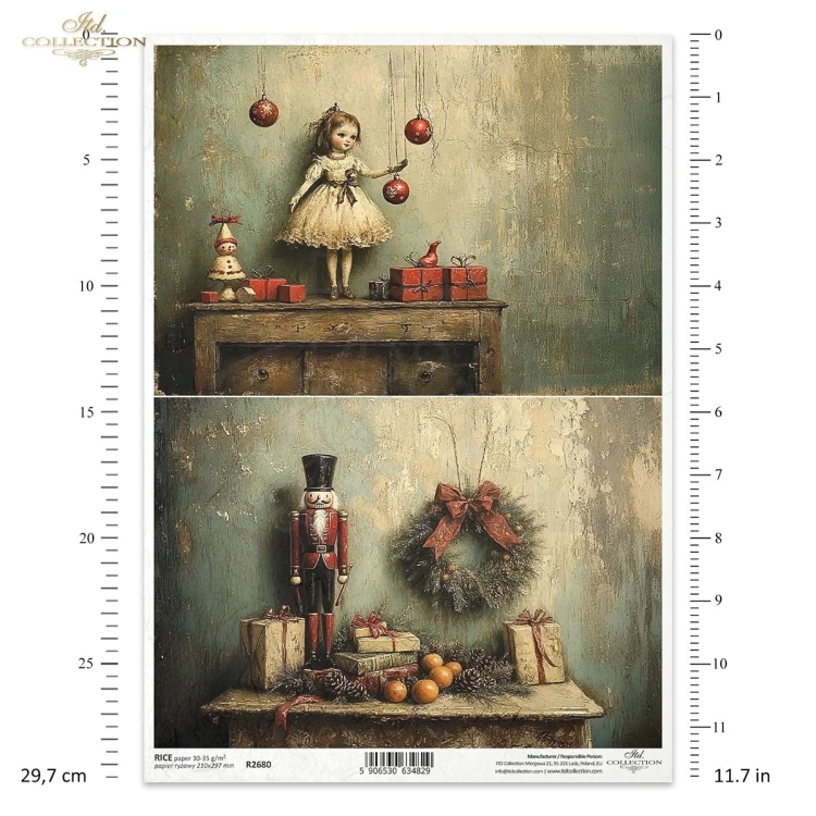 Papier ryżowy do decoupage A4 Boże Narodzenie - motywy retro R2680 ITD Collection