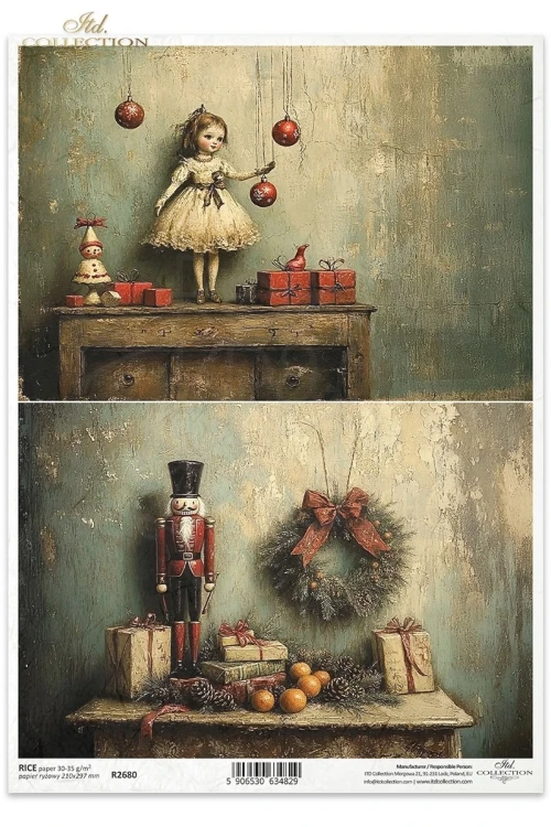 Papier ryżowy do decoupage A4 Boże Narodzenie - motywy retro R2680 ITD Collection