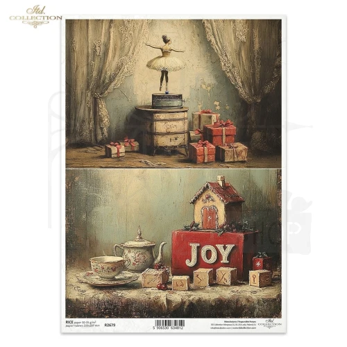 Papier ryżowy do decoupage A4 Boże Narodzenie - motywy retro R2679 ITD Collection