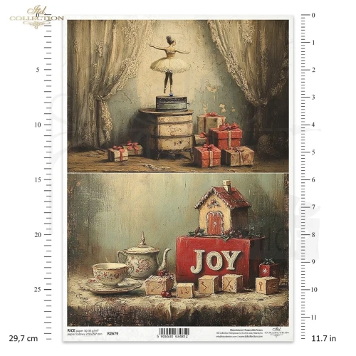 Papier ryżowy do decoupage A4 Boże Narodzenie - motywy retro R2679 ITD Collection
