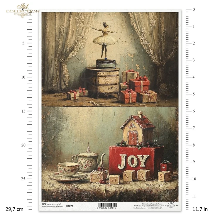 Papier ryżowy do decoupage A4 Boże Narodzenie - motywy retro R2679 ITD Collection
