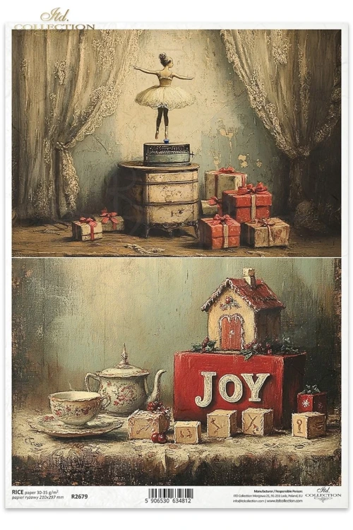 Papier ryżowy do decoupage A4 Boże Narodzenie - motywy retro R2679 ITD Collection