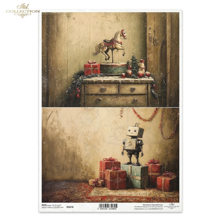 Papier ryżowy do decoupage A4 Boże Narodzenie - motywy retro R2678 ITD Collection