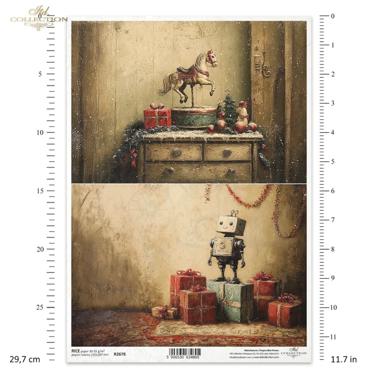 Papier ryżowy do decoupage A4 Boże Narodzenie - motywy retro R2678 ITD Collection
