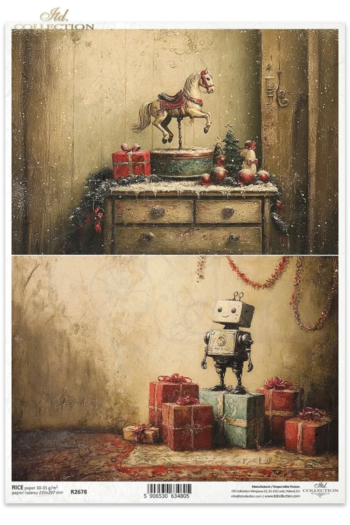 Papier ryżowy do decoupage A4 Boże Narodzenie - motywy retro R2678 ITD Collection